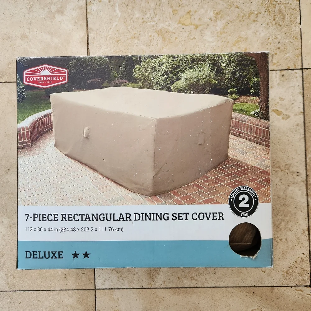 Tan Rectangular Patio Dining Set Cover Heavy Duty Weatherproof